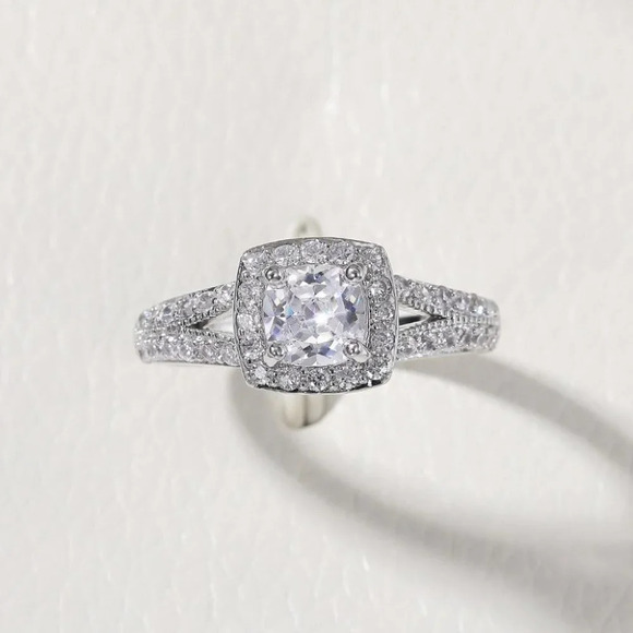 ▶NEW LUXURY 14K WHITE GOLD SQUARE GEM DIAMOND ENGAGEMENT RING FOR WOMEN, K774 - Picture 6 of 6